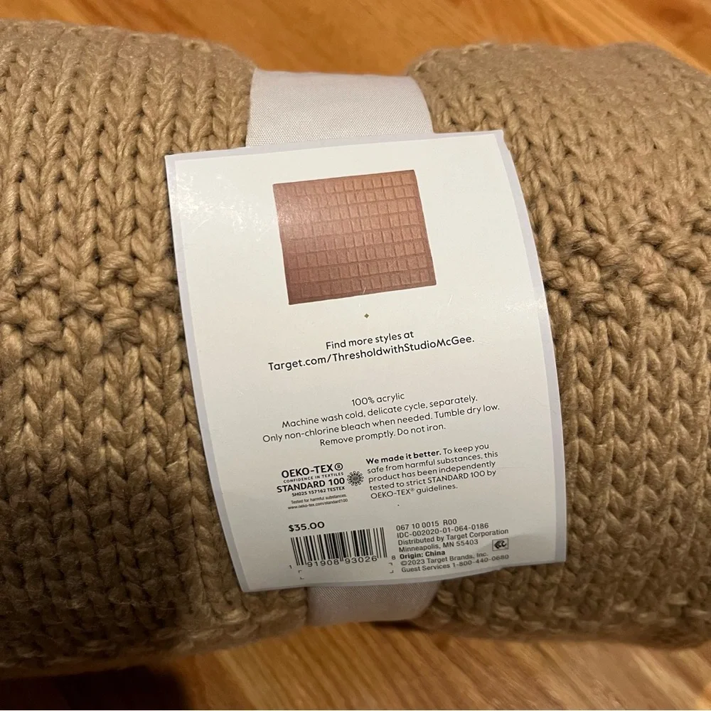 Threshold Studio McGee Grid Knit Throw Blanket Tan